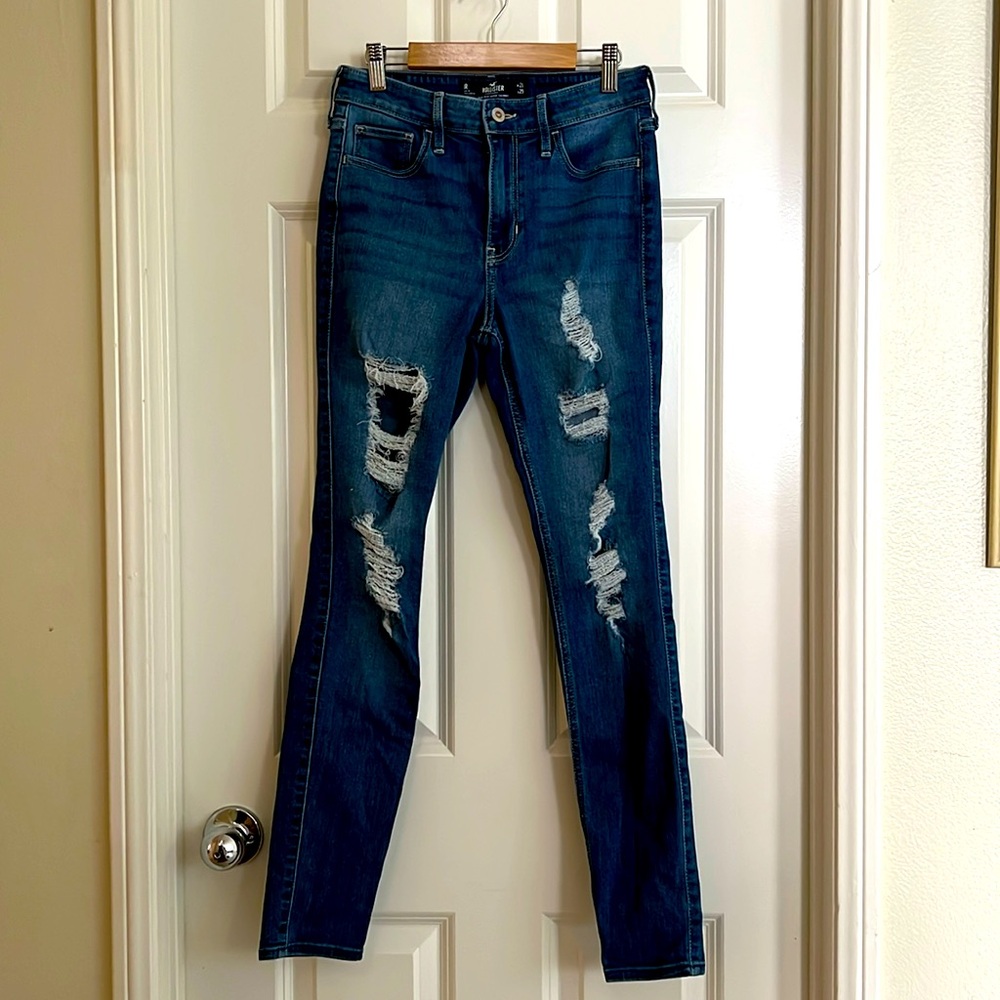 Hollister Blue Skinny Jeans with Distressed Details